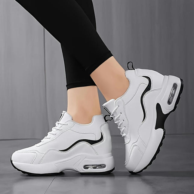 Women's Height Increasing Casual Lace Up Sneakers, All-Match Running Sports Shoes, Trainers