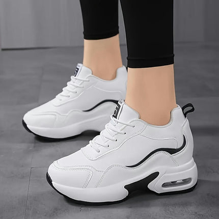 Women's Height Increasing Casual Lace Up Sneakers, All-Match Running Sports Shoes, Trainers