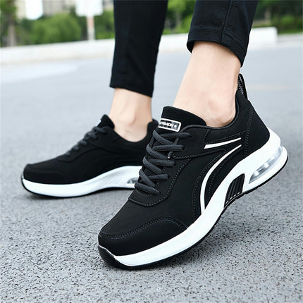 Breathable Women's Casual Sneakers, Lace-Up Air Cushion Travel Shoes for Athletic Running