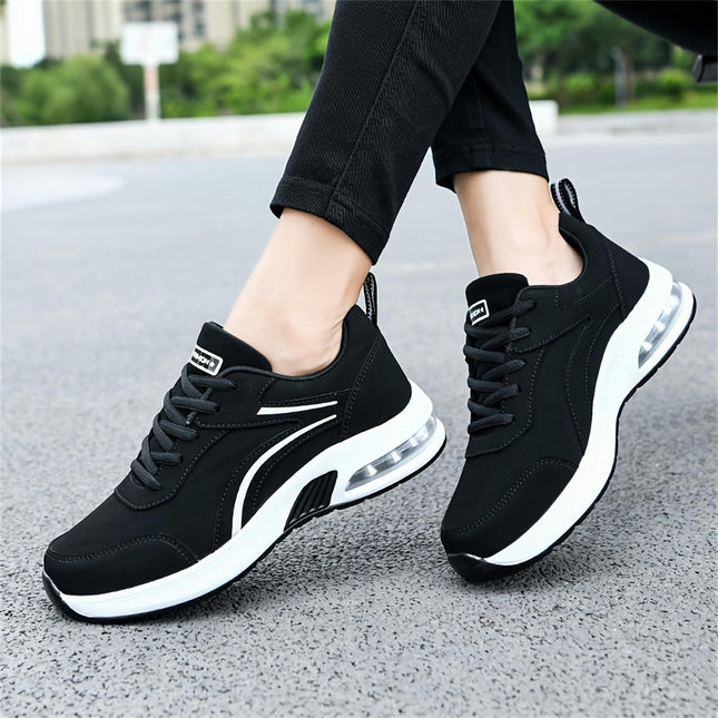 Breathable Women's Casual Sneakers, Lace-Up Air Cushion Travel Shoes for Athletic Running