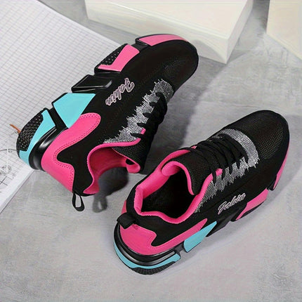 Womens Lightweight Colorblock Sneakers-Lace Up Running & Walking Trainers