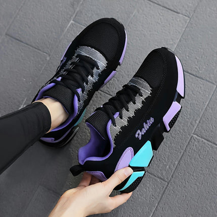 Womens Lightweight Colorblock Sneakers-Lace Up Running & Walking Trainers