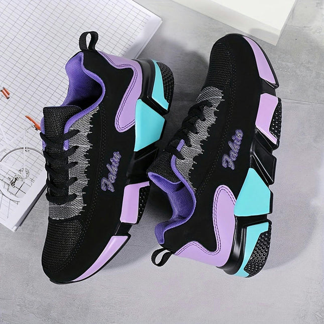 Womens Lightweight Colorblock Sneakers-Lace Up Running & Walking Trainers