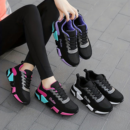 Womens Lightweight Colorblock Sneakers-Lace Up Running & Walking Trainers