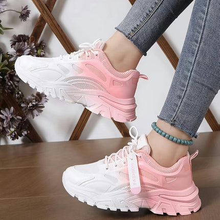 Women's Breathable Mesh Sneakers-Running Shoes with Thick, Height-Boosting Sole for All Seasons