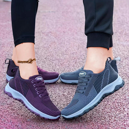 Women's Breathable Mesh Sneakers, Casual Lace Up Outdoor Shoes, Comfortable Low Top Running Shoes