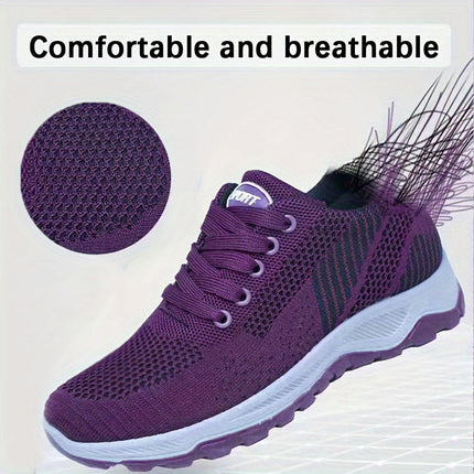 Women's Breathable Mesh Sneakers, Casual Lace Up Outdoor Shoes, Comfortable Low Top Running Shoes