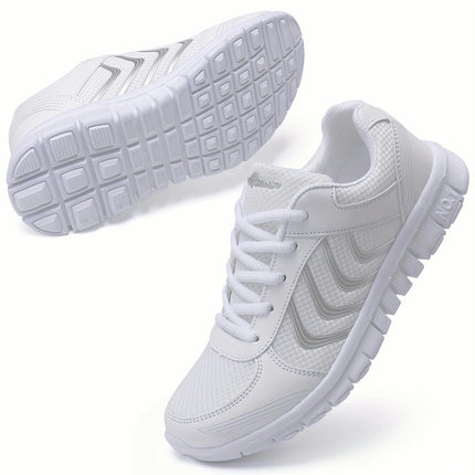 Women's Lightweight Running Sneakers, Breathable Lace Up Walking Trainers Plus Size Sports Shoes