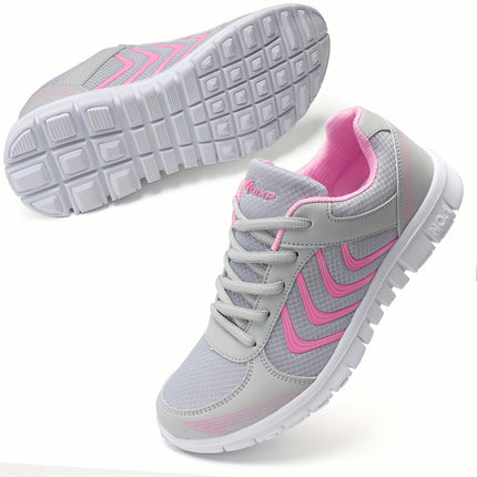 Women's Lightweight Running Sneakers, Breathable Lace Up Walking Trainers Plus Size Sports Shoes