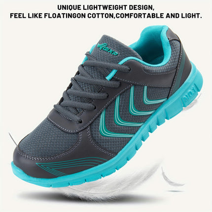 Women's Lightweight Running Sneakers, Breathable Lace Up Walking Trainers Plus Size Sports Shoes