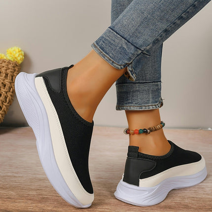 1 Pair Women'S Sneakers Casual Slip-On Walking Shoes with Plain Toe, All-Season Breathable Shoes