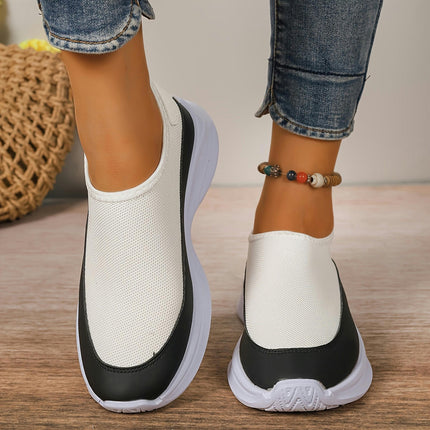 1 Pair Women'S Sneakers Casual Slip-On Walking Shoes with Plain Toe, All-Season Breathable Shoes