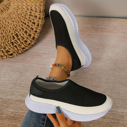 1 Pair Women'S Sneakers Casual Slip-On Walking Shoes with Plain Toe, All-Season Breathable Shoes