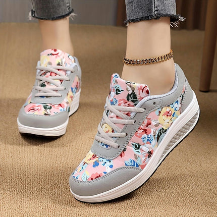 Womens Vintage Print Sneakers-Comfortable Trainers for Casual Walking & Everyday Style