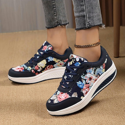 Womens Vintage Print Sneakers-Comfortable Trainers for Casual Walking & Everyday Style