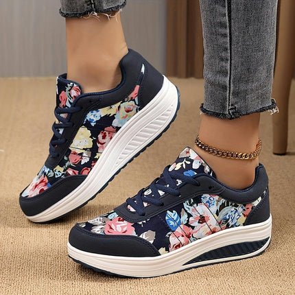 Womens Vintage Print Sneakers-Comfortable Trainers for Casual Walking & Everyday Style