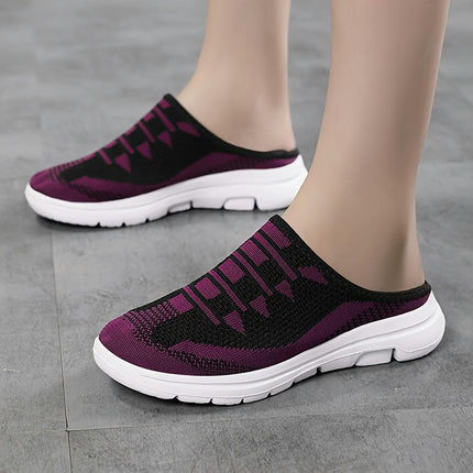 Plus Size Breathable Lightweight Women's Slip-On Sneakers, Casual Backless Walking Shoes Mule Shoes