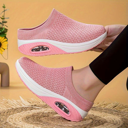 Women's Breathable Knit Slip-On Sneakers Casual Walking Shoes, Comfort Fit for All Seasons