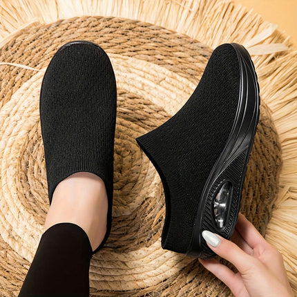 Women's Breathable Knit Slip-On Sneakers Casual Walking Shoes, Comfort Fit for All Seasons