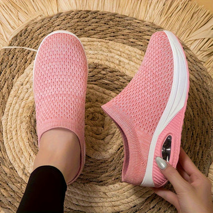 Women's Breathable Knit Slip-On Sneakers Casual Walking Shoes, Comfort Fit for All Seasons