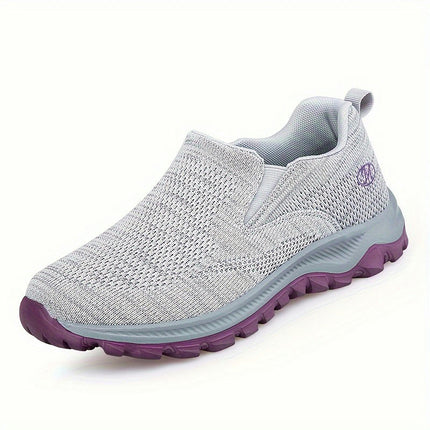 Comfortable Lightweight Women's Slip On Walking Shoes - Breathable Mesh Sporty Casual Sneakers