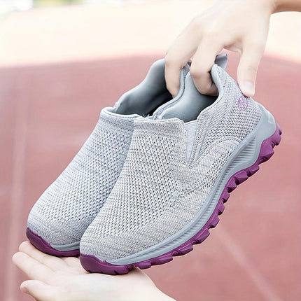 Comfortable Lightweight Women's Slip On Walking Shoes - Breathable Mesh Sporty Casual Sneakers