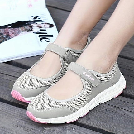 Women's Breathable Mesh Walking Shoes, Slip-on Sneakers, Round Toe Comfortable Shoes