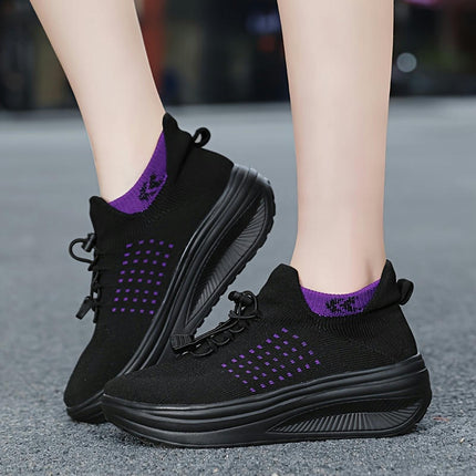 Women's Walking Shoes Comfortable And Lightweight Mesh Work Shoes, Socks Breathable Sports Shoes