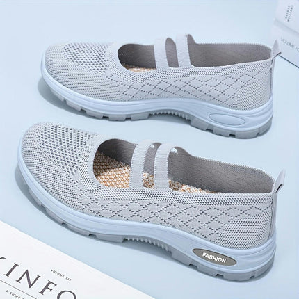 Women'S Breathable Solid Color Walking Shoes, All-Season Comfort Fabric Shoes