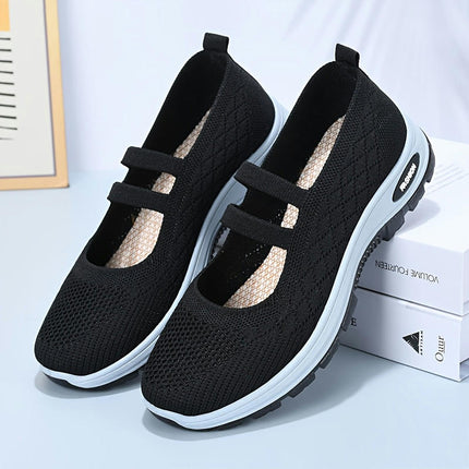 Women'S Breathable Solid Color Walking Shoes, All-Season Comfort Fabric Shoes