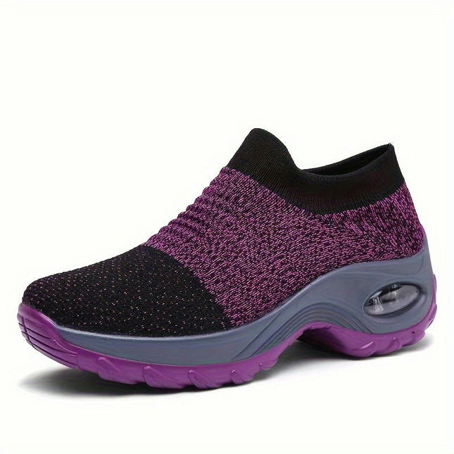 1 Pair of Women'S Breathable Walking Shoes, Lightweight Knit Fabric  All-Season Casual Sneakers