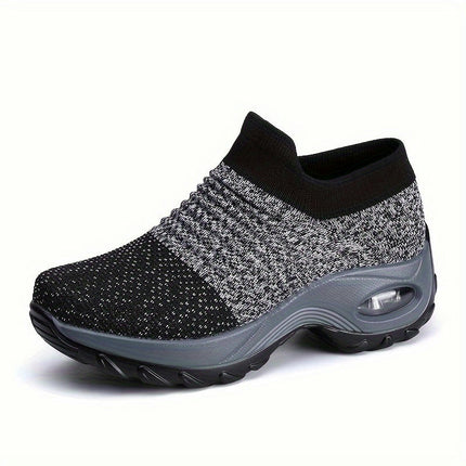 1 Pair of Women'S Breathable Walking Shoes, Lightweight Knit Fabric  All-Season Casual Sneakers