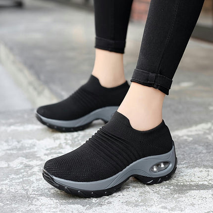 1 Pair of Women'S Breathable Walking Shoes, Lightweight Knit Fabric  All-Season Casual Sneakers