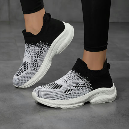 Women's Outdoor Slip-on Lightweight Sneakers, Comfortable Soft Running Shoes Breathable Socks Shoes