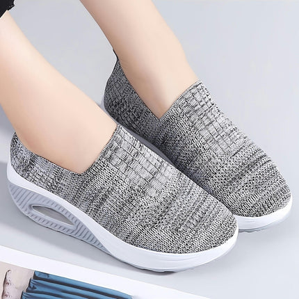 1 Pair Women'S Knit Sneakers with Air Cushion, Comfortable Walking Shoes All-Season Footwear