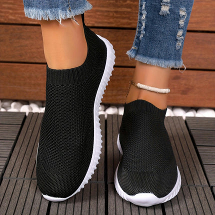 Plus Size Women's Breathable Sock Sneakers, Casual Lightweight Slip On Walking Trainers