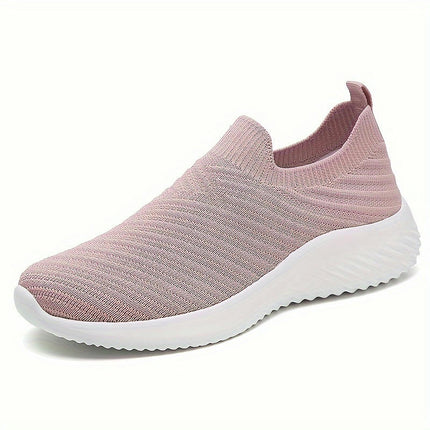 Women's Knitted Sneakers, Slip On Lightweight Soft Sole Walking Shoes, Breathable Low-top Sock Shoes