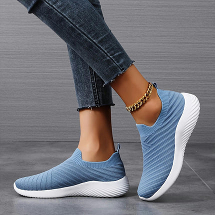 Women's Knitted Sneakers, Slip On Lightweight Soft Sole Walking Shoes, Breathable Low-top Sock Shoes