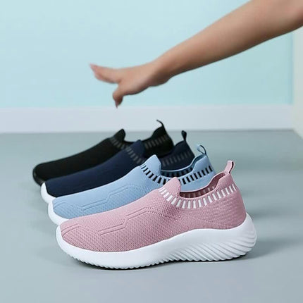 Women's Knitted Sneakers, Slip On Lightweight Soft Sole Walking Shoes, Breathable Low-top Sock Shoes