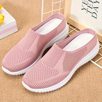 Plus Size Lightweight Breathable Women's Mule Sneakers, Casual Slip On Outdoor Shoes for Walking