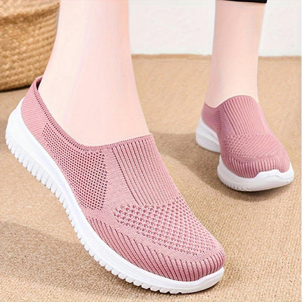 Plus Size Lightweight Breathable Women's Mule Sneakers, Casual Slip On Outdoor Shoes for Walking