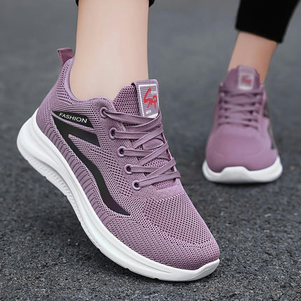 Women's Breathable Sneakers-Casual Lace-Up Walking Shoes All Season Wear-Resistant Sneakers