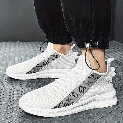 Men's Breathable Sneakers Casual Lace-Up Sneakers, Perfect for Outdoor Activities & Fall Season