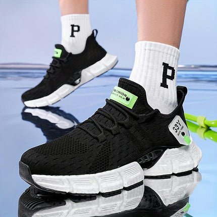 Comfy Breathable Men's Sneakers Black White Casual Running Shoes for All Seasons Outdoor