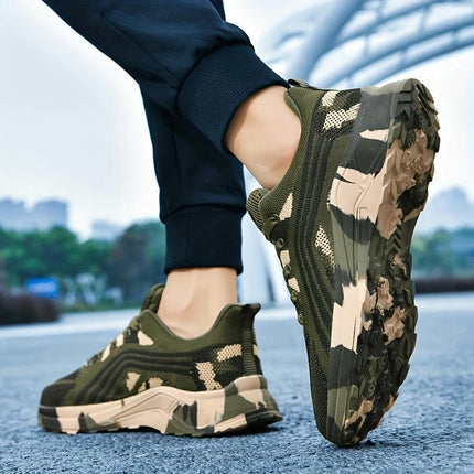 Men's Camouflage Running Shoes, Breathable Non Slip Sneakers For Men's Outdoor Workout Training