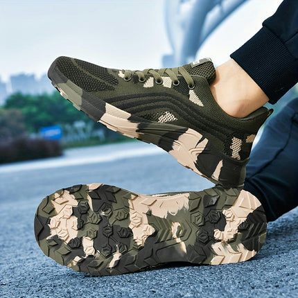 Men's Camouflage Running Shoes, Breathable Non Slip Sneakers For Men's Outdoor Workout Training