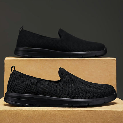 Plus Size Men's Knit Breathable Slip On Walking Shoes, Comfy Sneakers For Men's Outdoor Activities