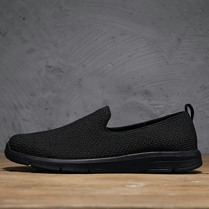 Plus Size Men's Knit Breathable Slip On Walking Shoes, Comfy Sneakers For Men's Outdoor Activities