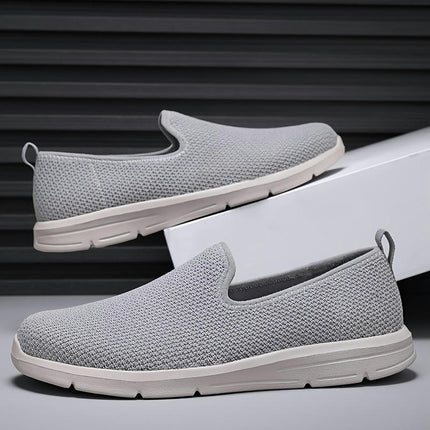 Plus Size Men's Knit Breathable Slip On Walking Shoes, Comfy Sneakers For Men's Outdoor Activities