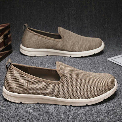 Plus Size Men's Knit Breathable Slip On Walking Shoes, Comfy Sneakers For Men's Outdoor Activities